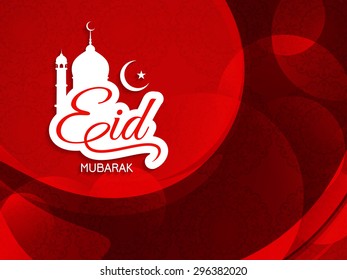 Beautiful Red Color Religious Eid Mubarak Background Design.