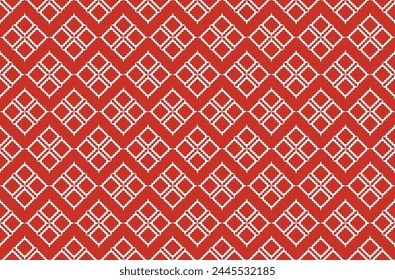 Hermoso fondo geométrico de color rojo. Tela y patrón textil. Diseño de impresión. Diseño gráfico. Patrón de Vector. Patrón geométrico. Patrón de tela sin costuras. Tejido rojo. Repitiendo textil.  