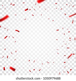 Beautiful red confetti, isolated on transparent background