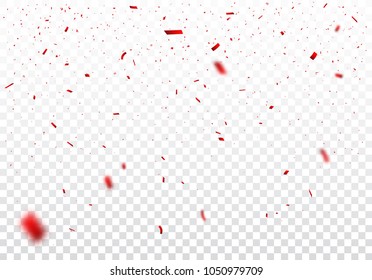 Beautiful Red Confetti, Isolated On Transparent Background