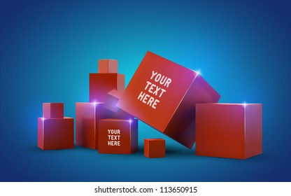 beautiful red cubes with empty space for your text; vector background