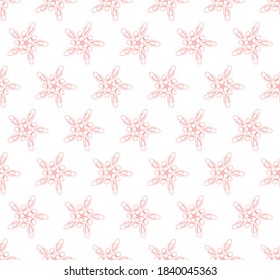 Beautiful Red Delicate Line Vector Seamless Patterm Flower