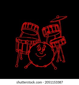 beautiful red drum line art vector illustration