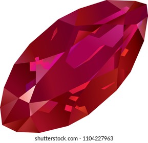 Beautiful red faceted ruby on white background
