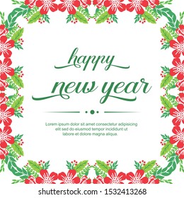 Beautiful red flower frame background, for element design of card happy new year. Vector