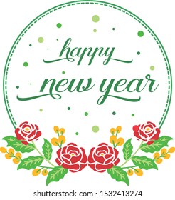Beautiful red flower frame background, for element design of card happy new year. Vector