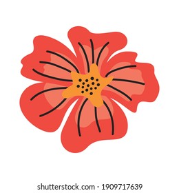beautiful red flower garden decorative icon vector illustration design
