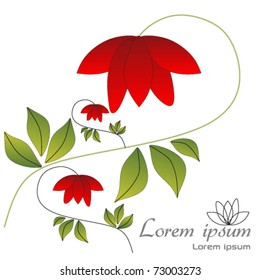 beautiful red flower with green leafs