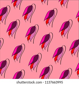 Beautiful Red flower pattern seamless design illustration