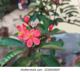 beautiful red flower vector illustration watercolor template