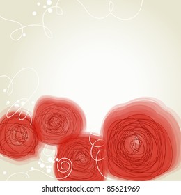 Beautiful red flowers retro background