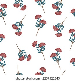 Hermosas flores rojas sin costura 