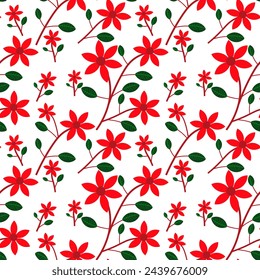 Hermoso patrón sin costura de flores rojas