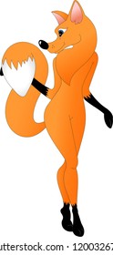 beautiful red fox with a bushy tail