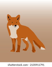 Beautiful red fox in low poly style.