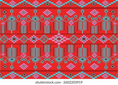 Beautiful red geometric fabric pattern