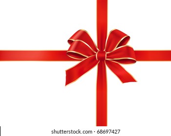 Beautiful red gift bow. Vector.