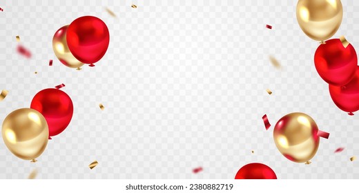 beautiful red and gold balloon background for party celebration Vector illustration