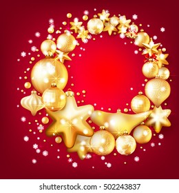 Beautiful red and gold christmas background. EPS 10 vector file included