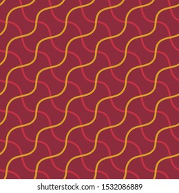 beautiful red and gold seamless geometric pattern tile with overlapping wavy lines. ethnic design for textile, fabric, wallpaper, background, backdrop, covers and creative surfaces. seamless design.