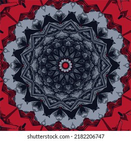 Beautiful red gradient with unique kaleidoscope mandala pattern wallpaper design