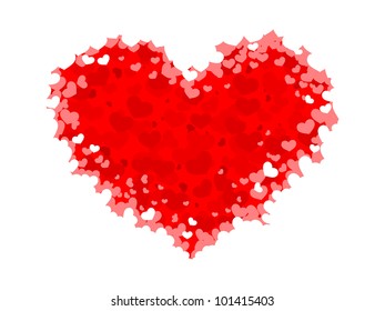 Beautiful red heart formed by smaller hearts