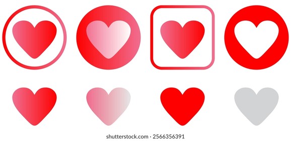 Beautiful Red heart icon set to give romantic love Valentines day love symbol vector illustration