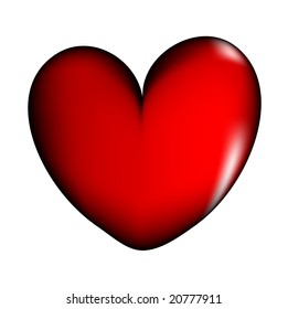 beautiful red heart isolated on white background