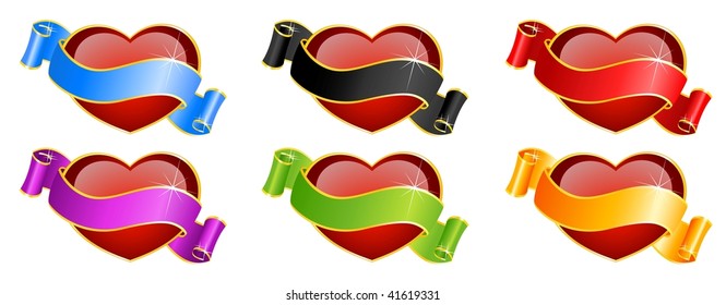 beautiful red heart on a background a ribbon