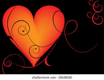 beautiful red heart on black background