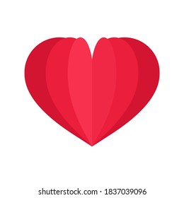 Beautiful red heart origami paper vector
