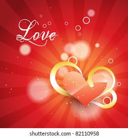 beautiful red heart vector design background