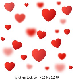 Beautiful red hearts background with transparent hearts – stock vector