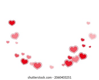 Beautiful red hearts flying valentine background. Creative holiday banner backdrop. Framed hearts love passion symbols isolated on transparent background. Romantic event simple decor.