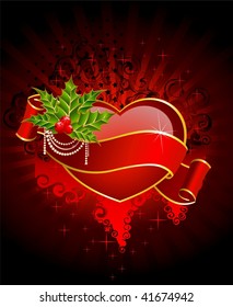  beautiful red hearts on a background a ribbon