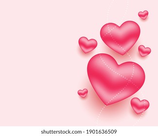 beautiful red hearts realistic background with text space