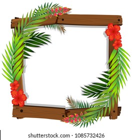 Beautiful Red Hibiscus and Leaf Frame illustration