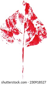 beautiful  red leaf of a tree colors painted watercolors imprint