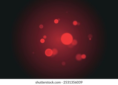 Beautiful red light effect on dark background, glare, beautiful diffused light, bokeh effect