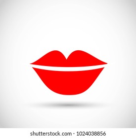 Beautiful red lips icon vector