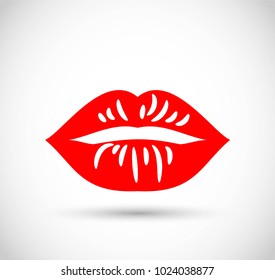 Beautiful red lips icon vector