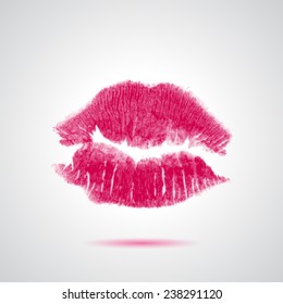 beautiful red lips isolated on grey - lipstick kiss illustration
