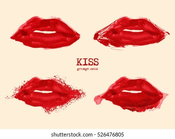 Hermosos labios rojos en blanco. Ilustración vectorial.