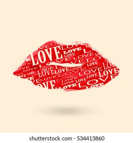 Beautiful red lips on white. Vector illustration.