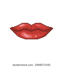 Beautiful red lips, pixel art