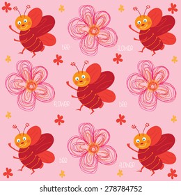 beautiful red little bees vector illustration