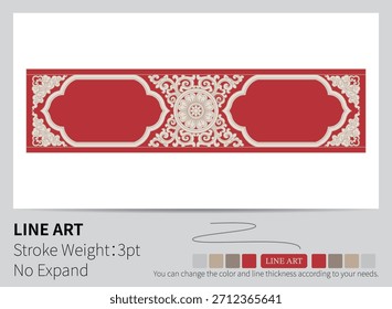 Um belo padrão de flor de lótus vermelho decora um design ornamentado de borda tradicional.