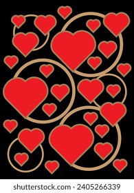 beautiful red love in round shape with black background, red love design with black background, beautiful red love bundle,
