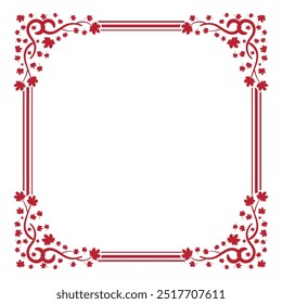 beautiful red maple plant border template vector