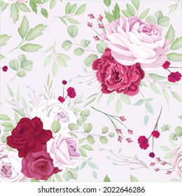 beautiful red and pink floral frame seamless pattern design